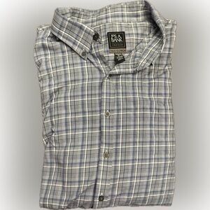 Jos. A. Bank Men's Gray and Blue Checkered Shirt